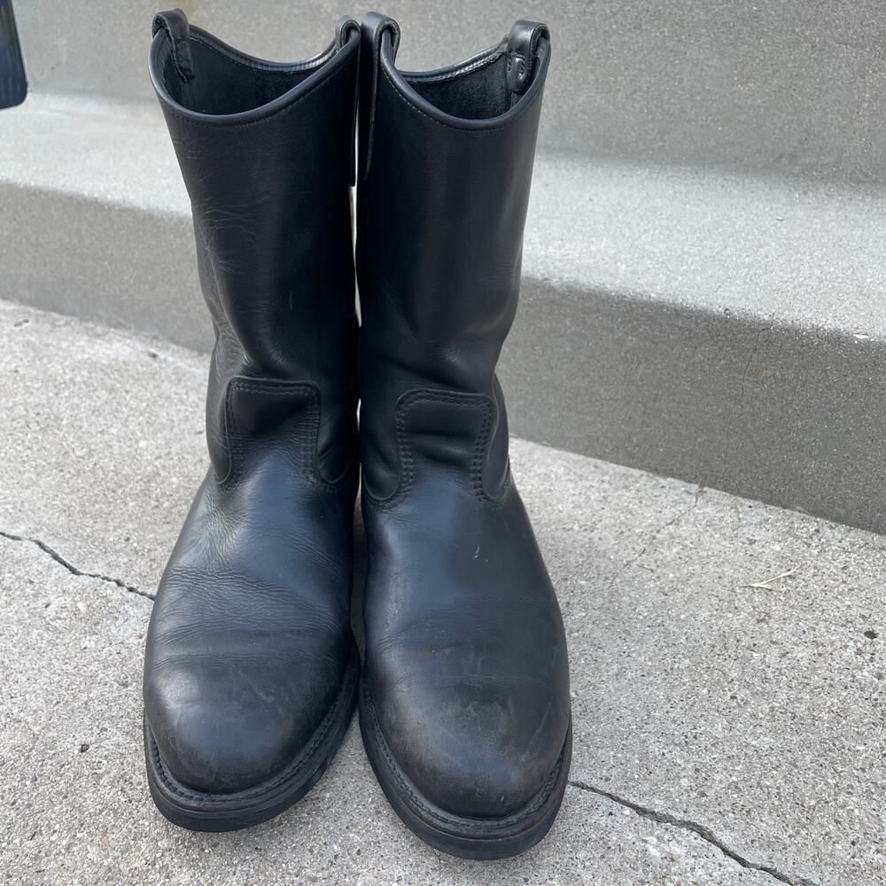 Red Wing Pecos Boots Mens 10.5 B Black Leather Vibram Work Ranch Western Pull On - Picture 13 of 16